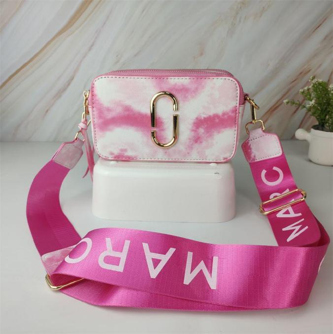 Marc Jacobs The Snapshot DTM Pink Tie-Dye Camera Leather Crossbody Bag with Same Color Double "J" Logo