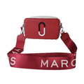Marc Jacobs The Snapshot DTM Red Crossbody Camera Leather Crossbody Bag with White & Black Double "J" Logo