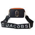 Marc Jacobs The Snapshot DTM Black Orange Camera Leather Crossbody Bag with Gold Double "J" Logo