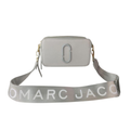Marc Jacobs The Snapshot DTM Grey Chalk Camera Leather Crossbody Bag with Same Color Double "J" Logo