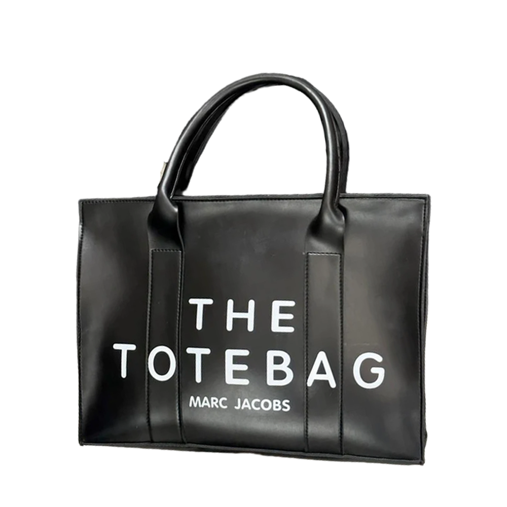 Marc Jacobs The Jacquard Printed Traveler Black Leather Tote Bag