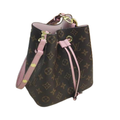 LV NéoNoé MM Monogram Canvas with Rose Poudré Pink Leather Bucket Bag