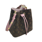 LV NéoNoé MM Monogram Canvas with Rose Poudré Pink Leather Bucket Bag