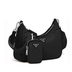 Prada Re-Edition 2005 Re-Nylon Black Shoulder Bag with Poch