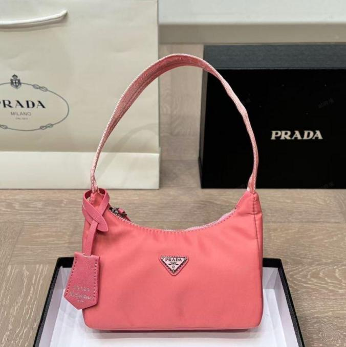 Prada Re-Edition 2005 Pink Nylon & Leather Shoulder Bag
