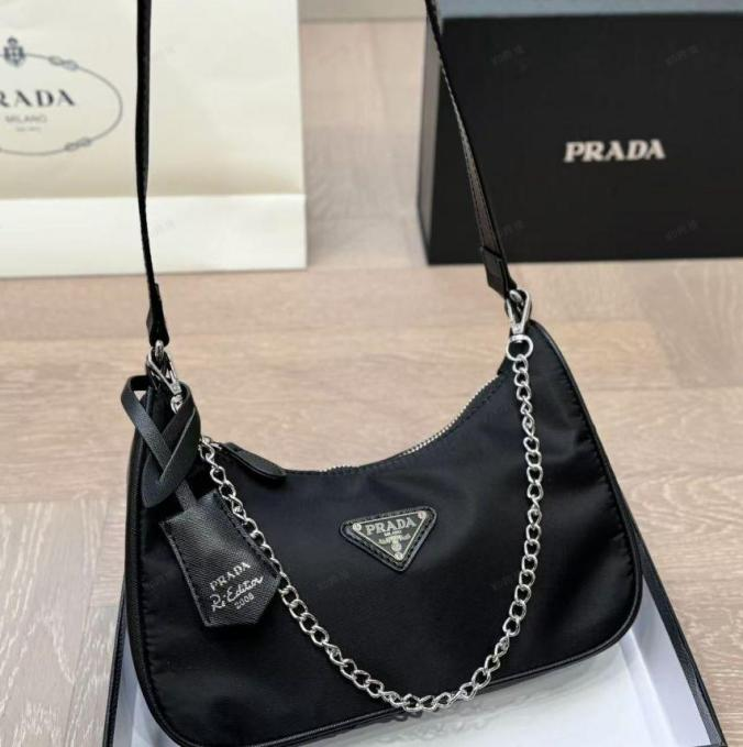 Prada Re-Edition 2005 Black Re-Nylon & Leather Crossbody Bag