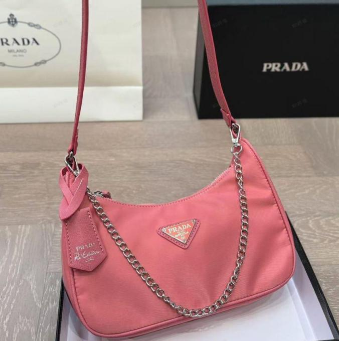 Prada Re-Edition 2005 Pink Nylon Leather Bag