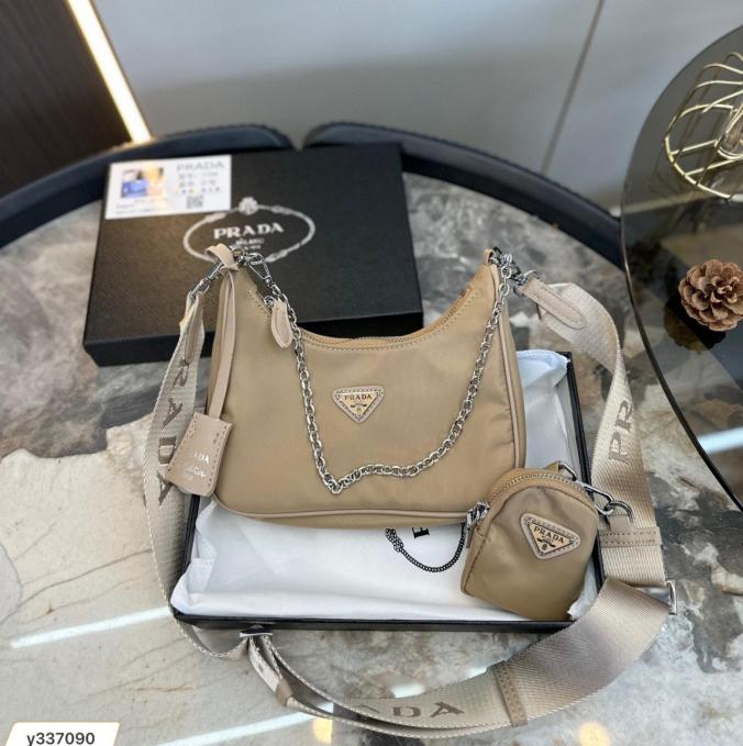Prada Re-Edition 2005 Brown Tessuto Nylon Luxury Leather Bag with Poch