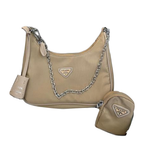 Prada Re-Edition 2005 Brown Tessuto Nylon Luxury Leather Bag with Poch