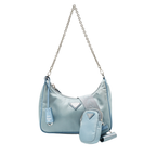 Prada Re-Edition 2005 Pale Blue Nylon Luxury Leather Bag with Pouch