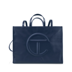 Navy Blue Telfar Embossed Same Color Logo Crossbody Bag