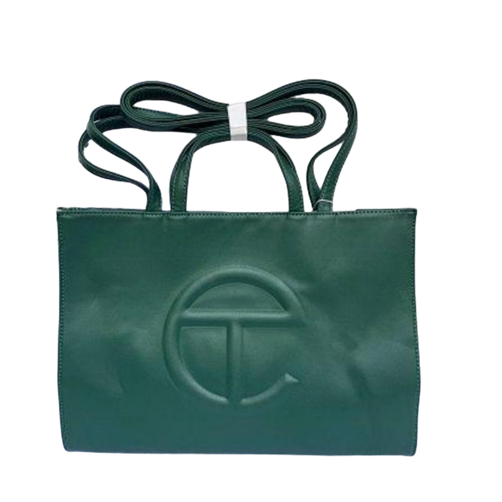 Dark Leaf Green Telfar Embossed Same Color Logo Crossbody Bag