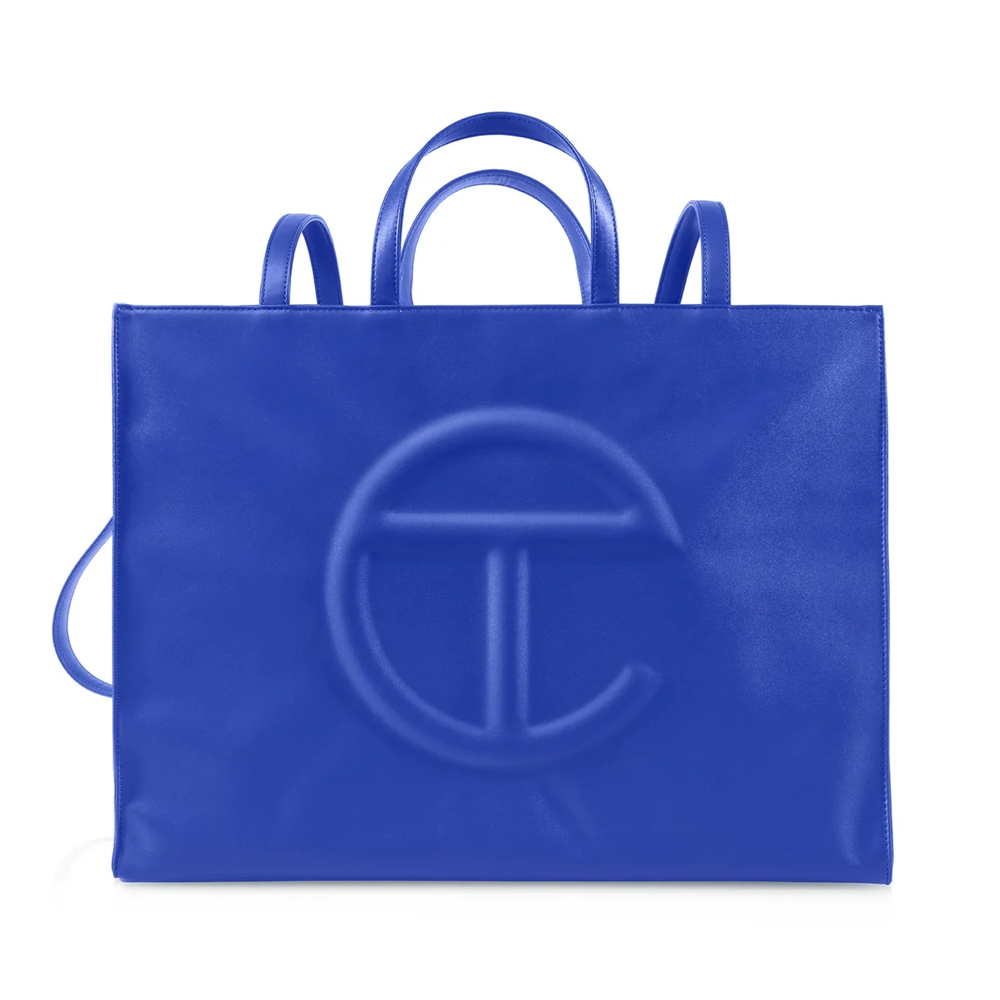 Telfar Blue Embossed Same Color Logo Bag