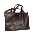 Telfar Chacolate Embossed Crossbody Leather Bag