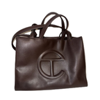 Telfar Chacolate Embossed Crossbody Leather Bag
