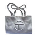 Telfar Metallic SIlver Embossed Crossbody Bag