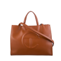 Rich Brown Telfar Leather Shopping Bag