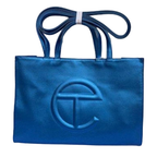 Telfar Metallic Sinny Cobalt Blue Embossed Crossbody Leather Bag