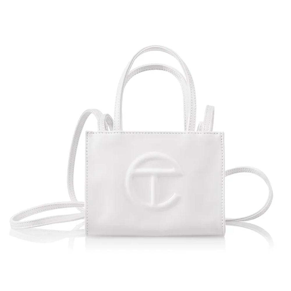 White Telfar Embossed Same Color Logo Shopping Bag