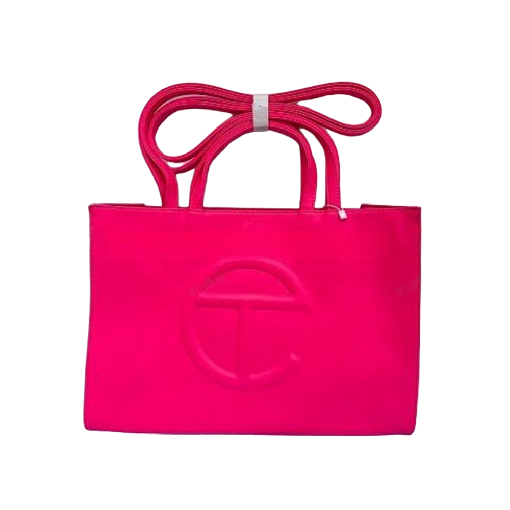 Cherry Pink Telfar Embossed Same Color Logo Shopping Bag