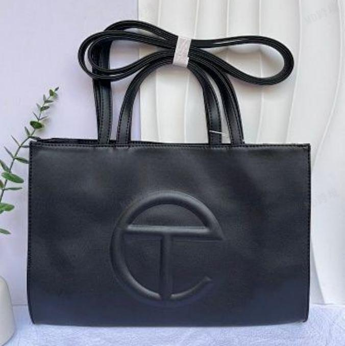 Black Telfar Leather Shopping Bag