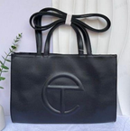 Black Telfar Leather Shopping Bag