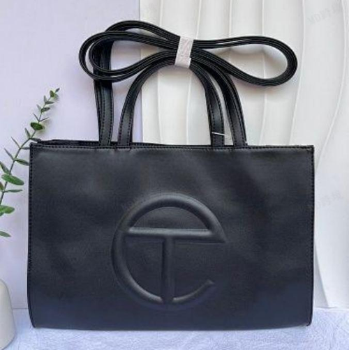 Black Telfar Leather Shopping Bag