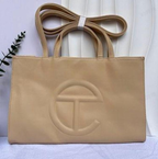 Telfar Brown Embossed Same Color Logo Bag