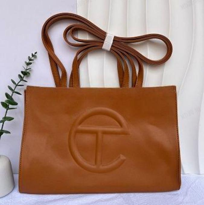 Rich Brown Telfar Leather Shopping Bag