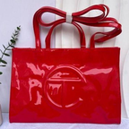 Telfar Metallic Sinny Red Patent Embossed Crossbody Leather Bag