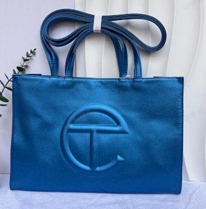 Telfar Metallic Sinny Cobalt Blue Embossed Crossbody Leather Bag
