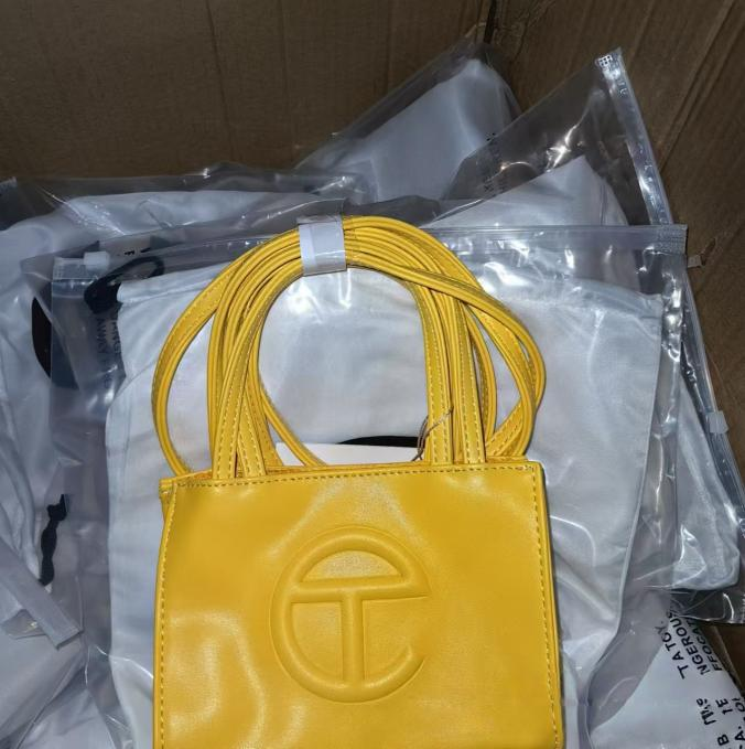 Yellow Telfar Embossed Same Color Logo Shopping Bag