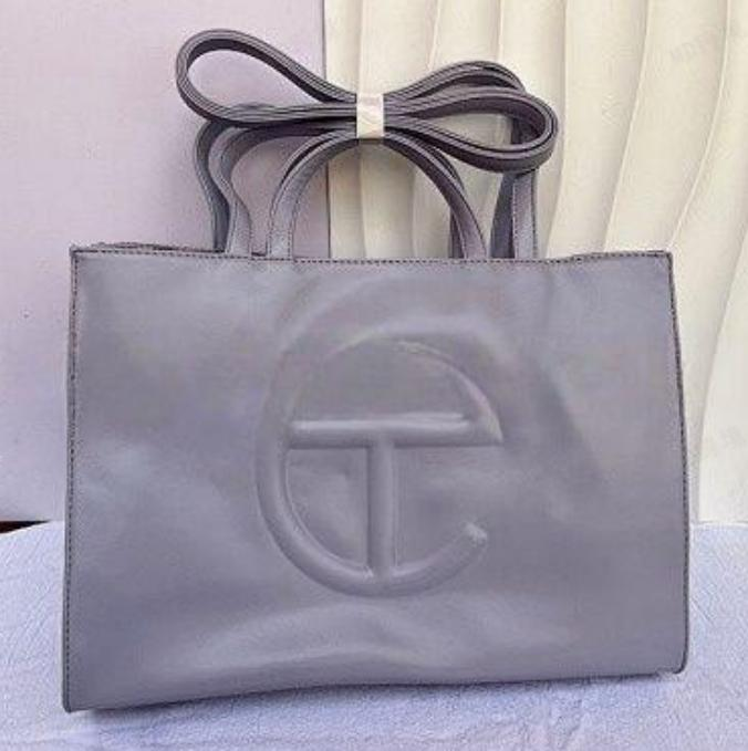 Lavender Grey Telfar Embossed Same Color Logo Shopping Bag