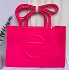 Cherry Pink Telfar Embossed Same Color Logo Shopping Bag