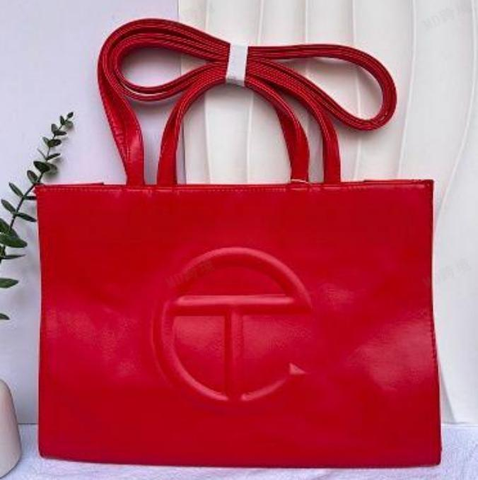 Red Telfar Embossed Same Color Logo Crossbody Bag