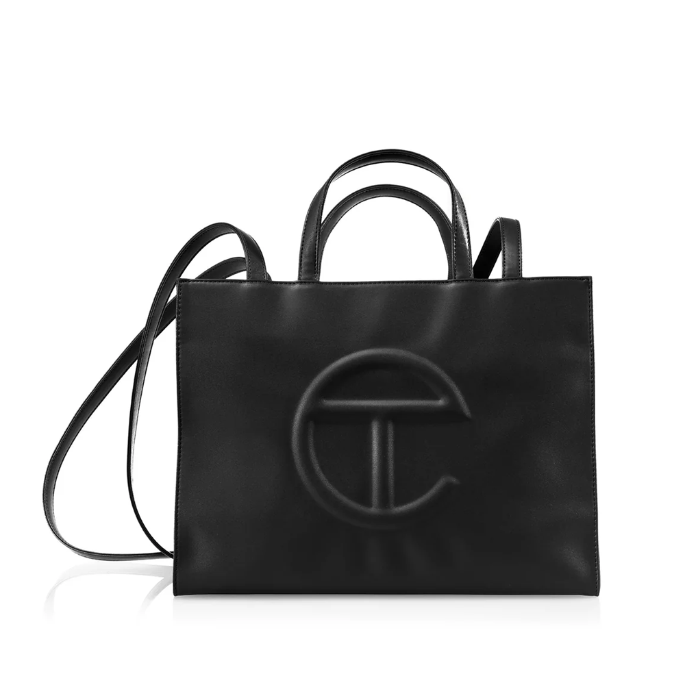 Black Telfar Leather Shopping Bag