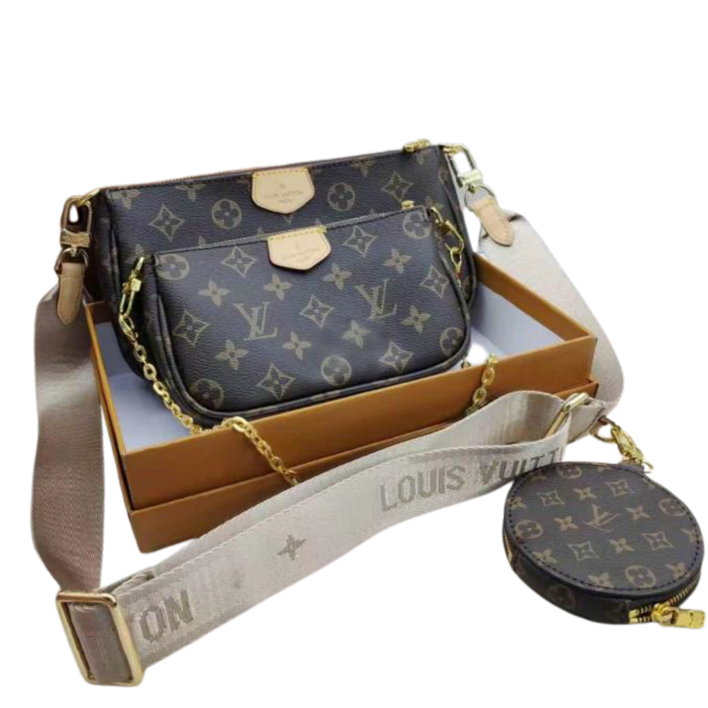 Louis Vuitton Multi Pochette Accessoires Monogram Canvas Beige Strap Bag