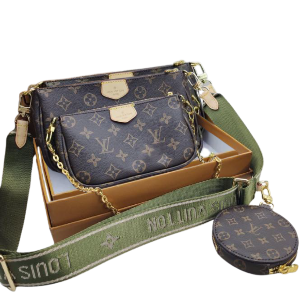 Louis Vuitton Multi Pochette Accessoires Monogram Canvas Khaki Green Strap Bag