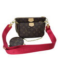 Louis Vuitton Multi Pochette Accessoires Monogram Canvas Red Strap Bag