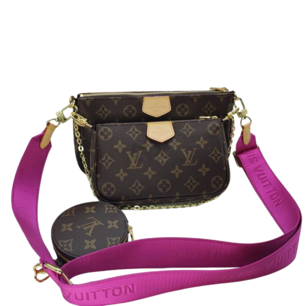 Louis Vuitton Multi Pochette Accessoires Monogram Canvas Pink Strap Bag