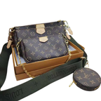 Louis Vuitton Multi Pochette Accessoires Monogram Canvas Dark Green Strap Shoulder Bag