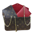 Louis Vuitton Félicie Monogram Canvas Handbag with Gold-Toned Chain Strap