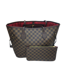 Louis Vuitton Damier Ebene Neverfull MM tote with brown checkered canvas pattern bag