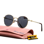 Miu Miu Round Gold Metal Frame Dark Lenses Sunglasses