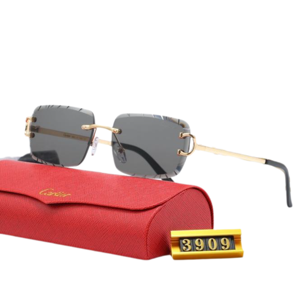 Cartier Gold Frame Black Lenses Big C Sunglasses