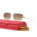 Panthère de Cartier Rimless Gold-Tone Panther Head Golden Brown Sunglasses