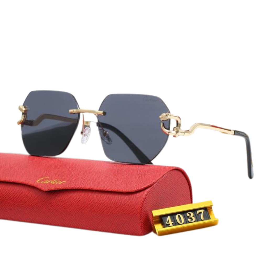 Cartier Panthère Gold-Plated Temples Black Sunglasses