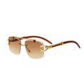 Cartier gold-tone, rimless rectangular frame with double bridge and signature Panther Golden Brown sunglasses