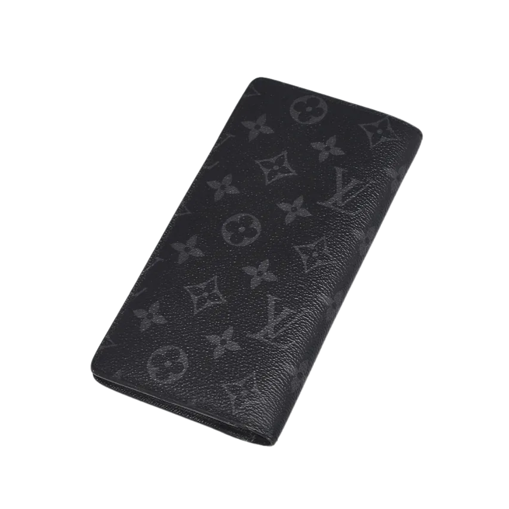 Louis Vuitton Monogram Leather Long black floral with zipper Pochette Bag