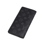 Louis Vuitton Monogram Leather Long black floral with zipper Pochette Bag